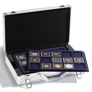Valisette numismatique CARGO L 6, pour 90 QUADRUM-capsules-carrées, 6 plateaux incl., noir