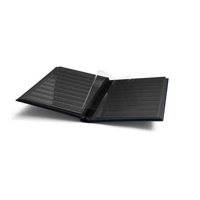 Classeur PREMIUM, DIN A4, 32 feuilles noires, couverture ouatinée ecuir, bleu