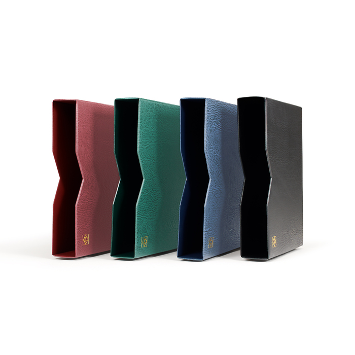 Etui pour Classeur DIN A4, 64 pages noires, couverture ouatinée en cuir*, bleu