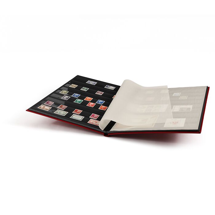 Classeur BASIC, DIN A4, 16 pages noires, couverture non ouatinée, rouge