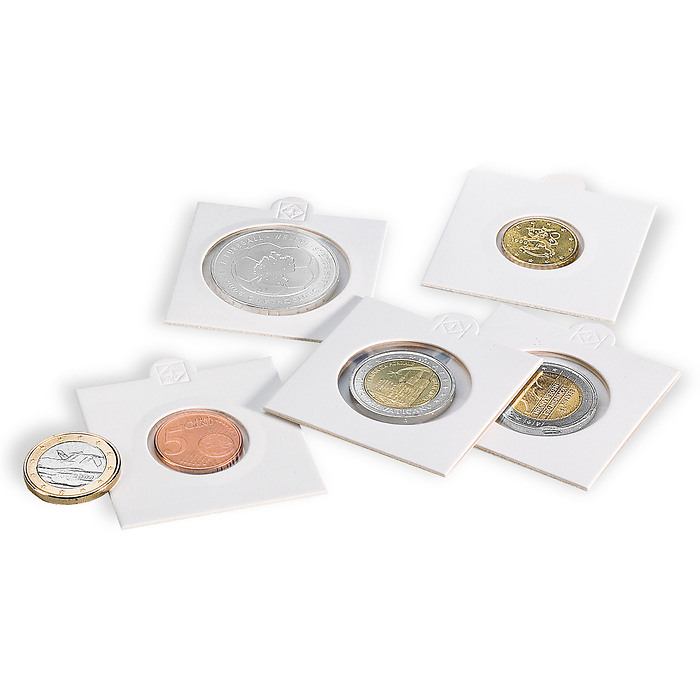 Etuis carton MATRIX, blanc,diamètre intérieur 37,5 mm, autocollants, paquet de 100