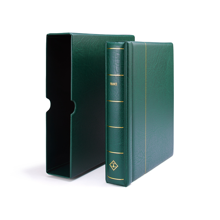 LEUCHTTURM Reliure à barre rotative PERFECT DP, Empreinte France vert avec étui de protect