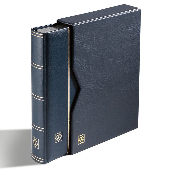 Classeur PREMIUM, DIN A4, 32 feuilles noires, couverture ouatinée ecuir + étui, noir
