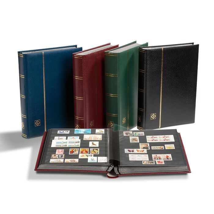 Classeur PREMIUM, DIN A4, 32 feuilles noires, couverture ouatinée ecuir + étui, noir