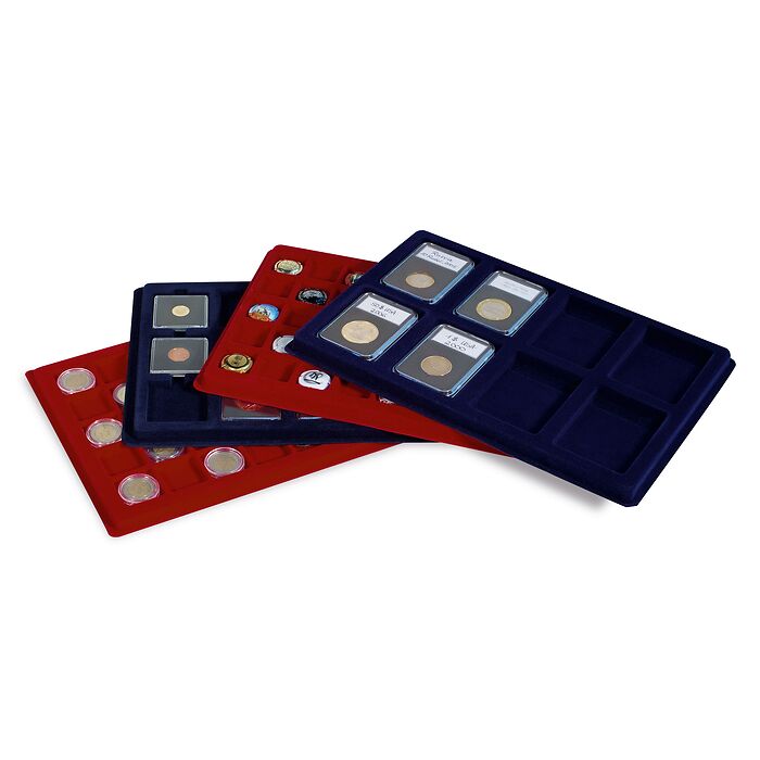 Plateaux L pour 35 pièces de monnaie jusqu'à 39 mm Ø, bleu