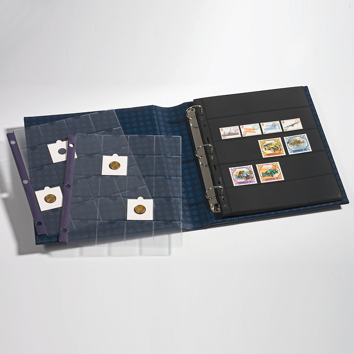 Classeur GRANDE Classic, 3 anneaux, bleu, avec étui