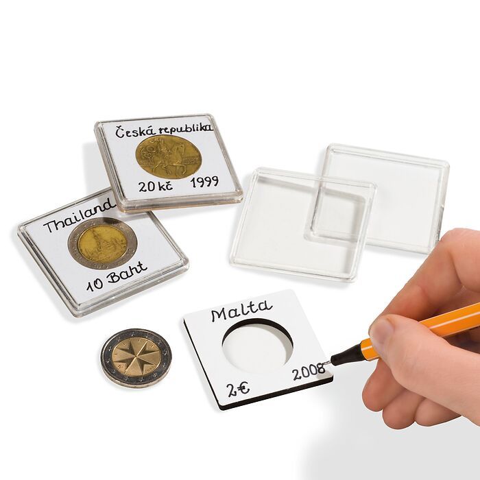 capsules QUADRUM NOTE pour pièces de monnaie de diamètre intr 39 mm, blanc