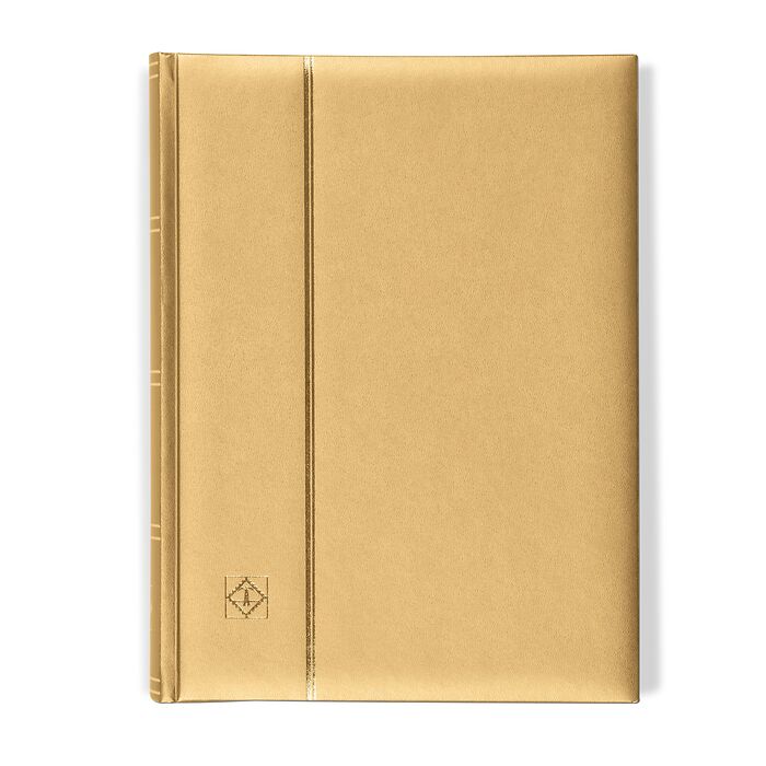 Classeur à bandes COMFORT, Din A4, 64 pages couleur chamois, couverture ouatinée, doré