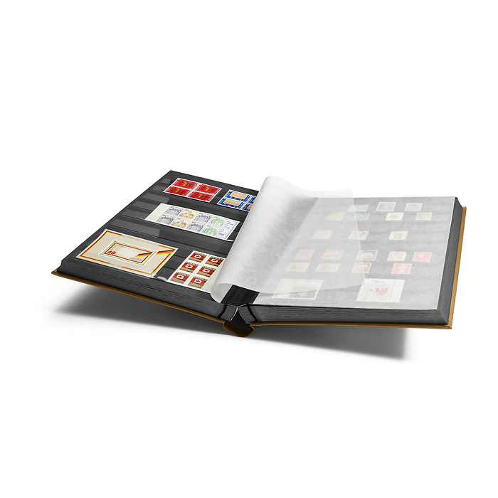 Classeur à bandes COMFORT, Din A4, 64 pages noires, couverture ouatinée, doré