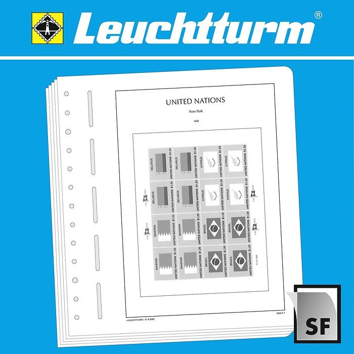 Leuchtturm supplement with stamp mounts ONU New York feuilles Drapeaux 2020