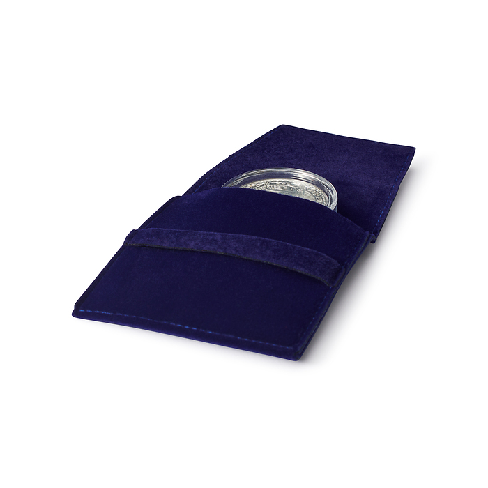 Pochette Premium pour une pièce de monnaie jusqu'à 50 mm (avec ou sans capsule), bleu