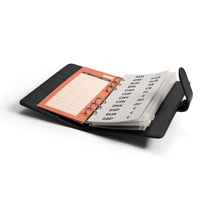 Tokyo Black - Travel Money reliure à anneaux avec 5 pochettes