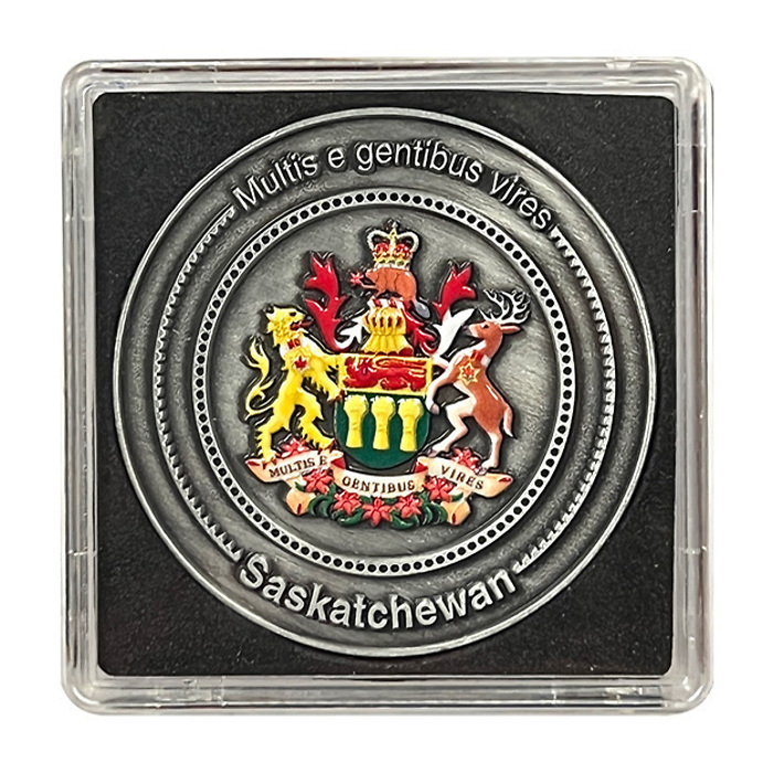 Pièce de collection édition limitée pour le Saskatchewan dans une capsule QUADRUM