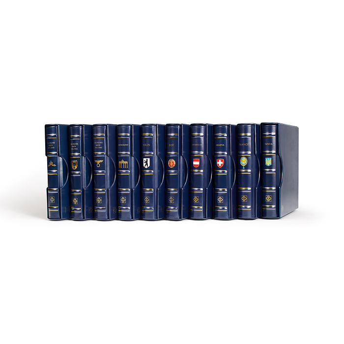 Reliure PERFECT DP, design classique, gravé avec étui de protection, bleu