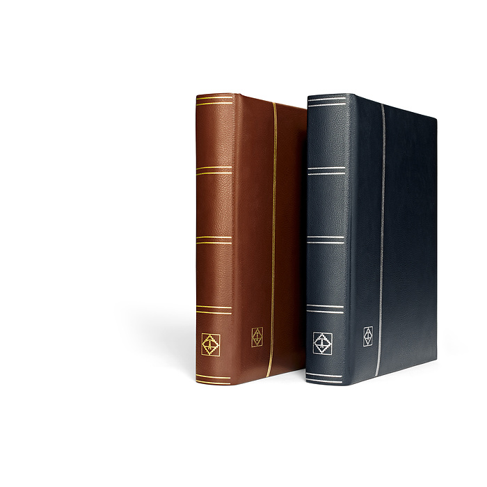 Classeur à bandes LEDER, A4, 64 pages noires, couverture ouatinée en cuir véritable