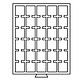 Médaillier 30 compartiments carrés 38 x 38 mm, teinte fumée avec plateau noir